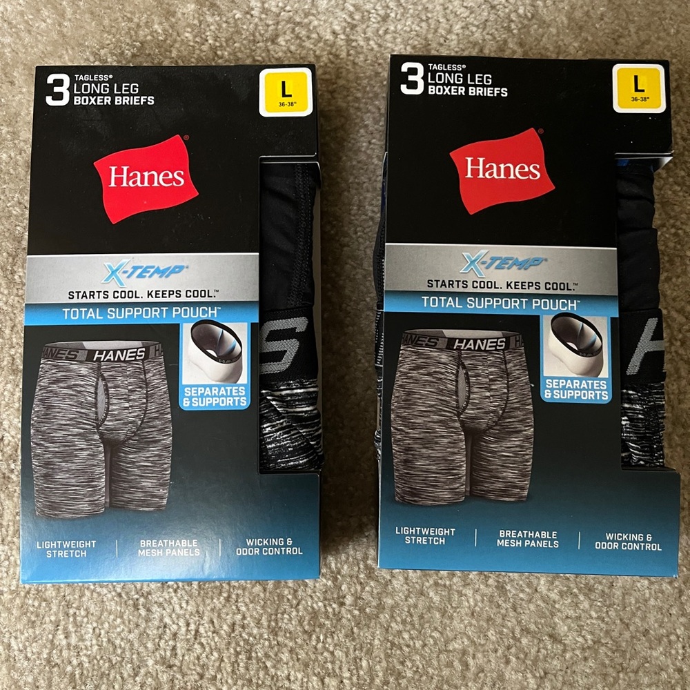 Hanes Tagless Long-Legs Boxer Briefs Large